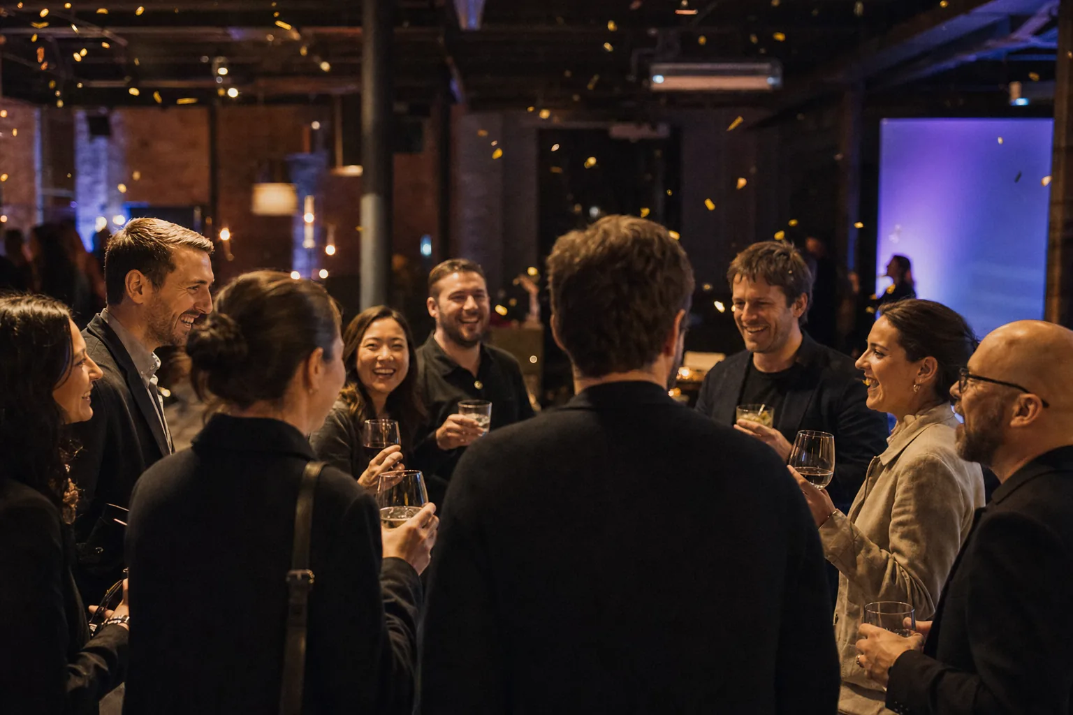 Founders and guests celebrating after the launch