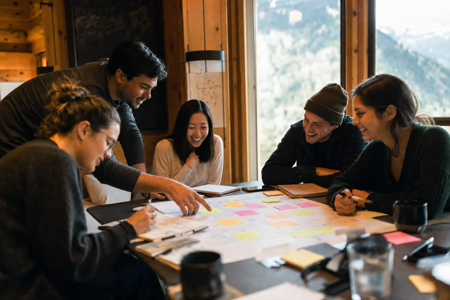 Teammates taking part in an offsite workshop